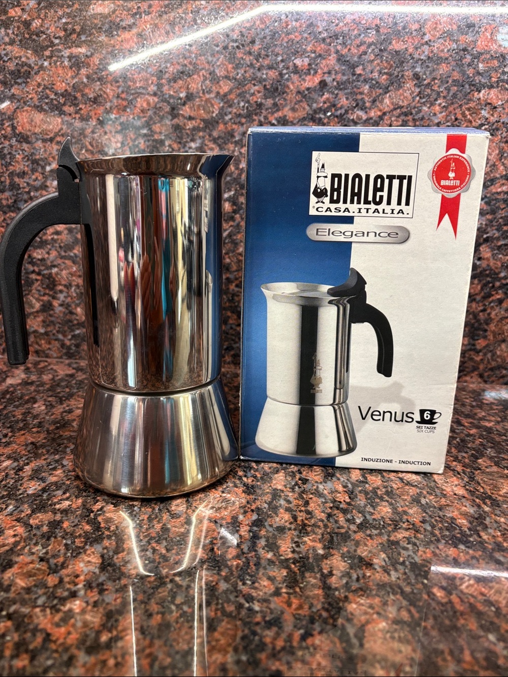 Bialetti Stainless Steel Espresso Maker in Silver- 6 cups